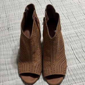 Gianni Bini Tan Peep-Toe Ankle Booties